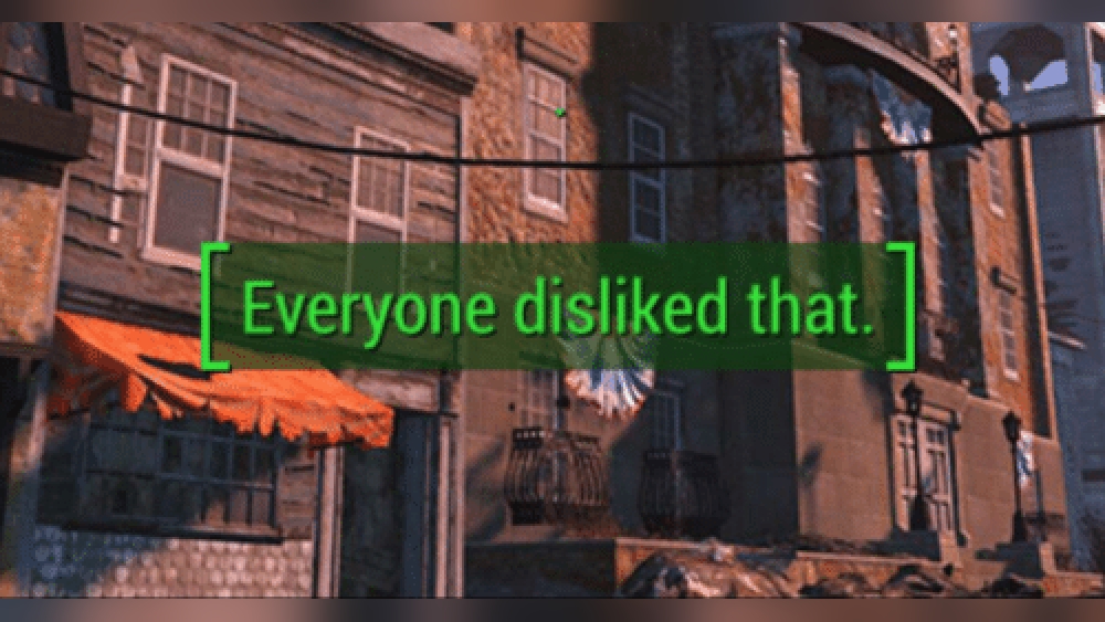 the Fallout 76 "Everyone disliked that." notification