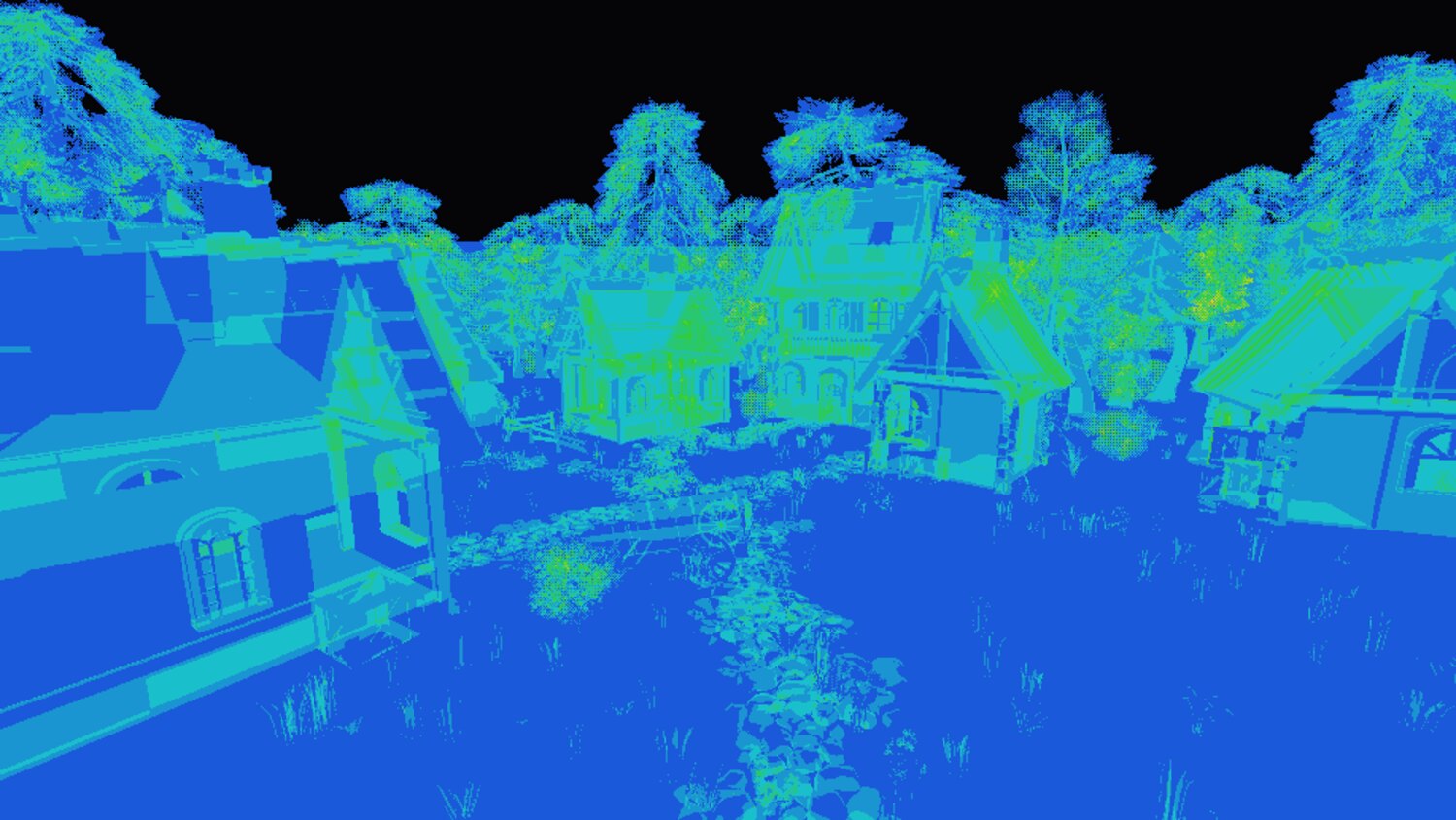 the overdraw debug view, showing shaded fragment counts as a heat map
