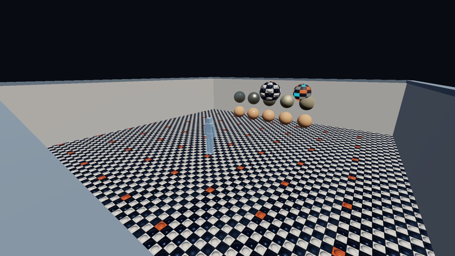 a checkerboard room, flatly lit
