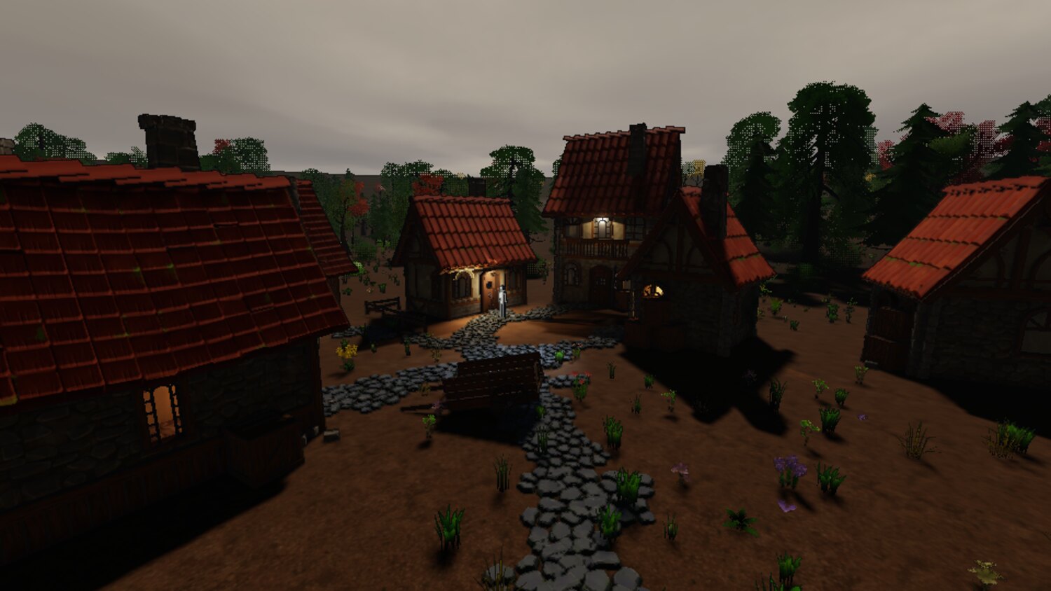 the village under heavy overcast