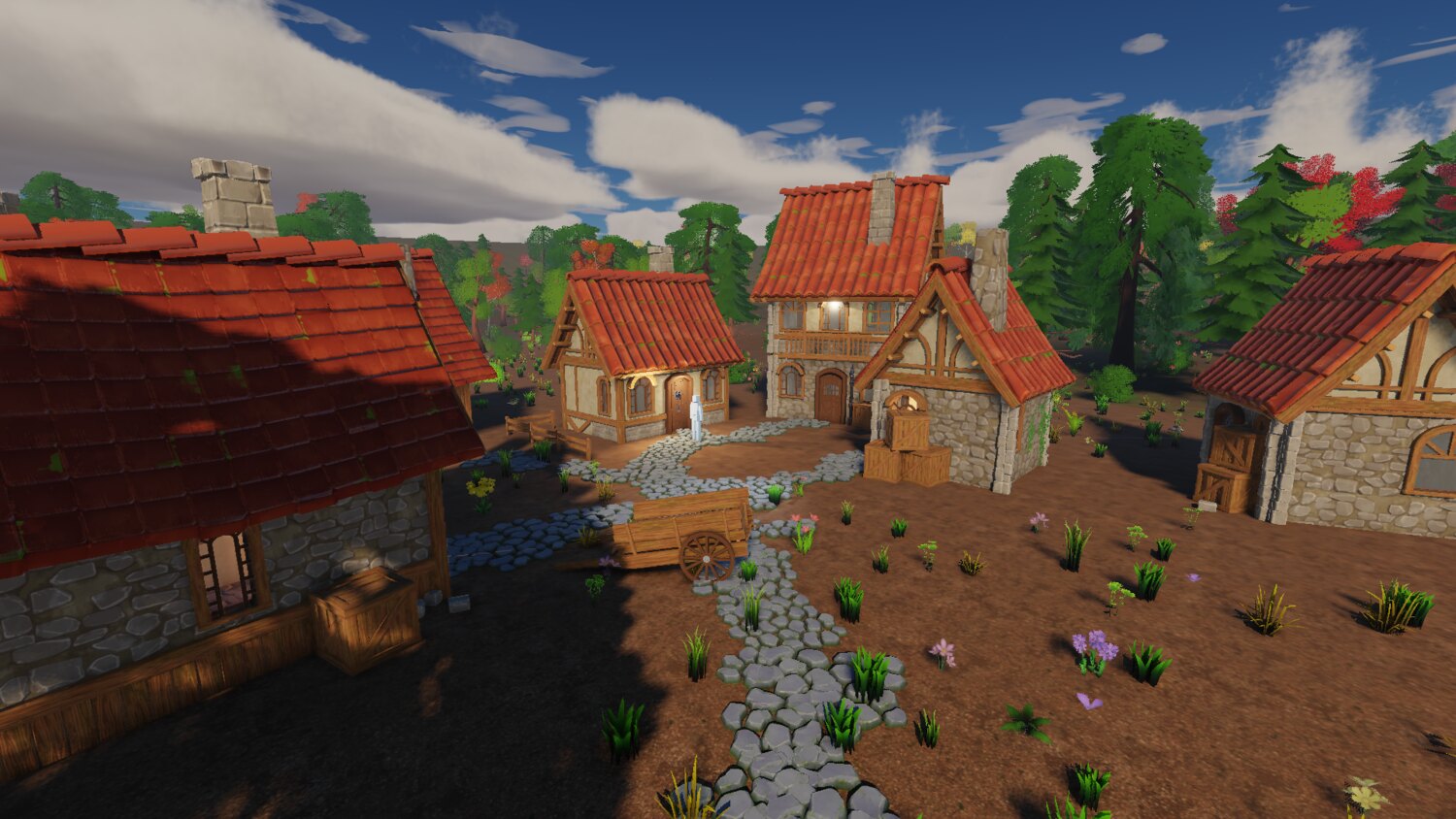 the village, without the outline pass and banded shading