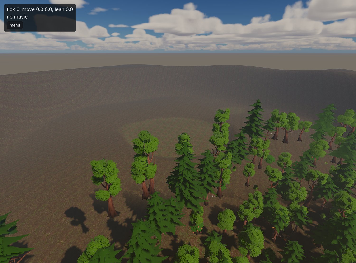 the first look at the terrain: a bare clearing, with a wood standing off to one side of it
